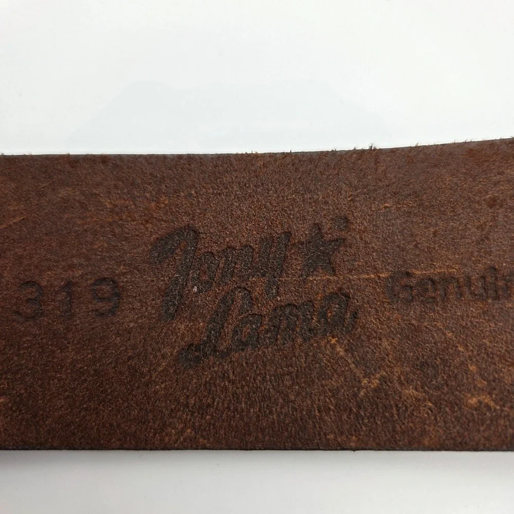 Tony Lama Mens Brown Genuine Leather Western Belt Silver Buckle 32 USA Made‎